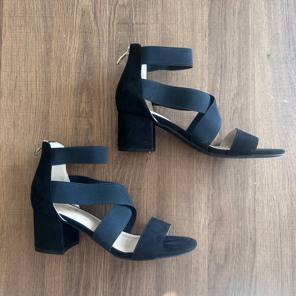 Liz Claiborne Black Strappy Block Heels